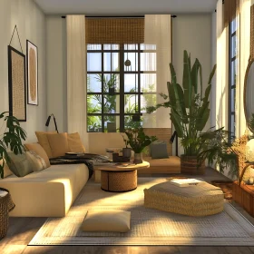 Sunlit Neutral Tone Living Space