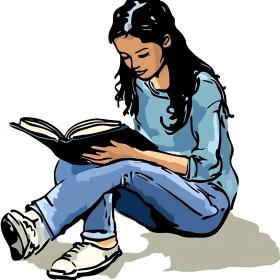 Girl Reading a Book Art