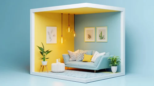 Modern Pastel Living Room Scene