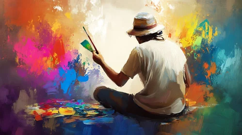 Painter's colorful artistic expression