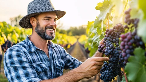 Vineyard Vista: A Farmer's Joyful Inspection