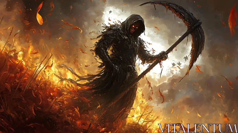 AI ART Grim Reaper in a Burning World