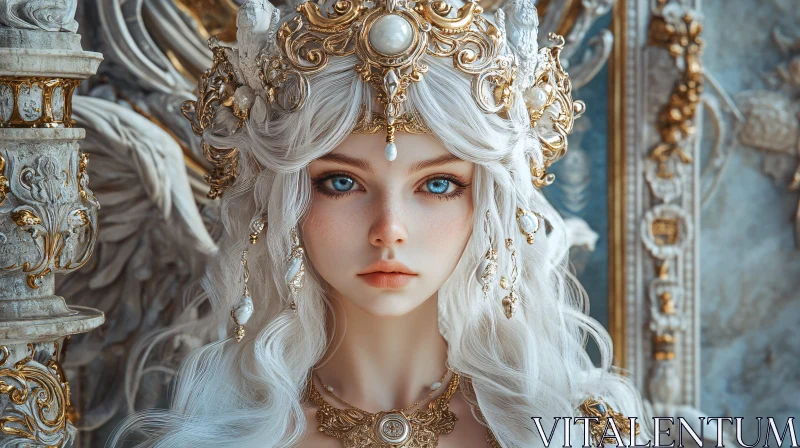 AI ART Regal Woman with Blue Eyes