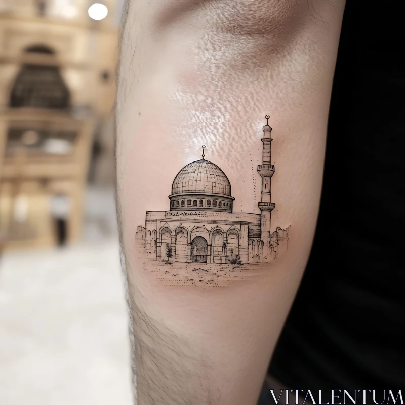 AI ART Intricate Building Tattoo Design