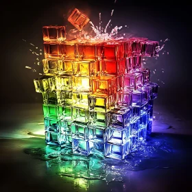 Colorful Ice Cubes Tower