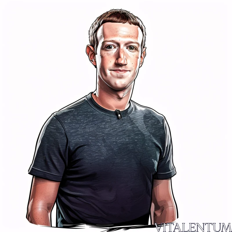 Mark Zuckerberg Illustrated Profile AI Image