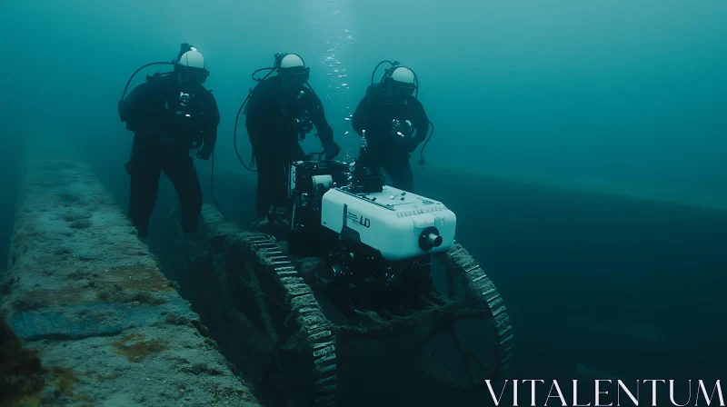 Deep Sea Divers with Submersible Technology AI Image