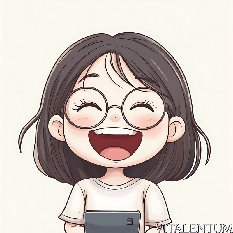 Smiling Girl Cartoon Character Illustration AI Image