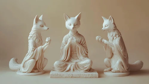 Fox Meditation Sculptures in Harmony