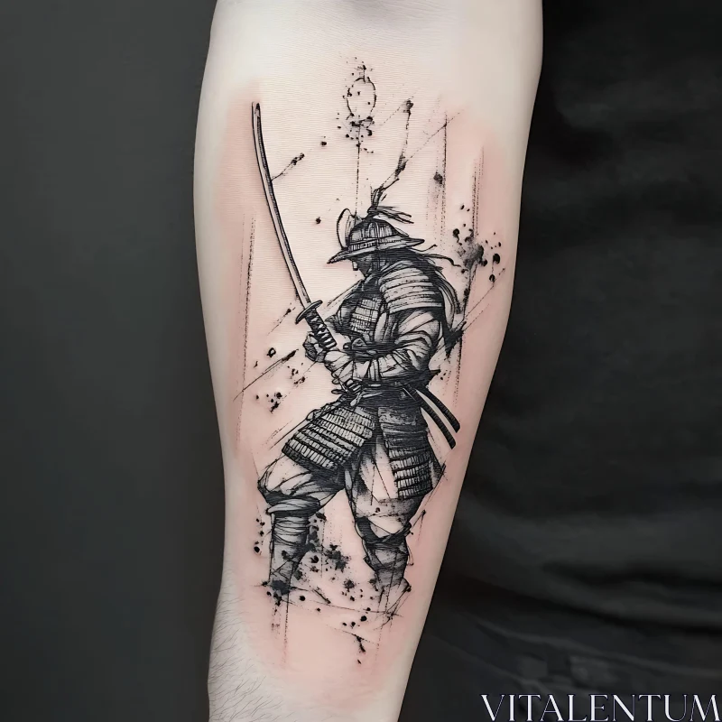 Black and Grey Samurai Tattoo AI Image