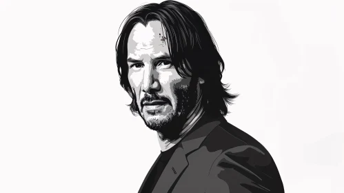 Keanu Reeves Monochromatic Portrait