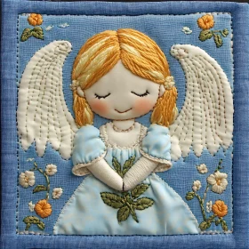 Embroidered Angel with Floral Accents