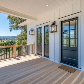 Stylish House Balcony with Black Door Frames