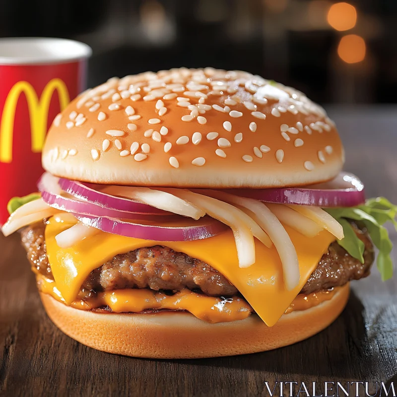 Mouthwatering Cheeseburger with Fresh Ingredients AI Image