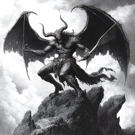 Monochrome Demon on Mountain Peak