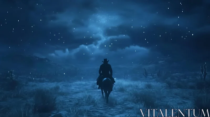 Night Ride Cowboy Silhouette AI Image