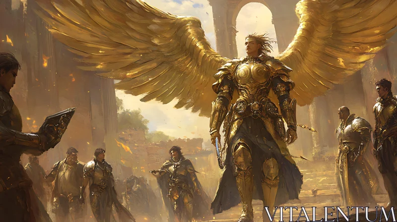 Winged Golden Warrior AI Image