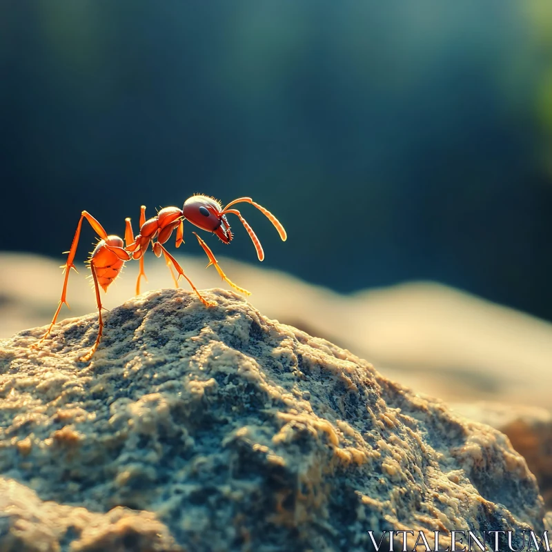 Ant Macro Photography on Rocky Terrain AI Image