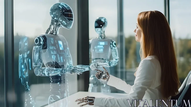 Human-Robot Interface in a Modern Office AI Image