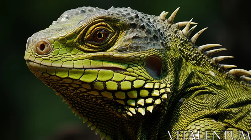 Intricately Detailed Portraiture of Green Iguana AI Image