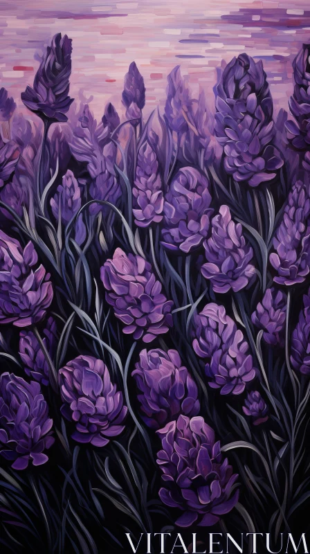 Lavender Field in Monochromatic Realism AI Image