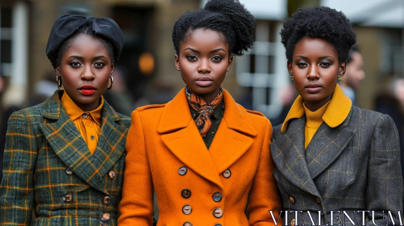 Stylish African-American Women in Coats | Fashion Show in New York City AI Image
