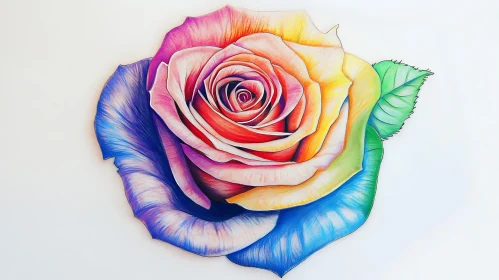 Colorful Petal Rose Drawing