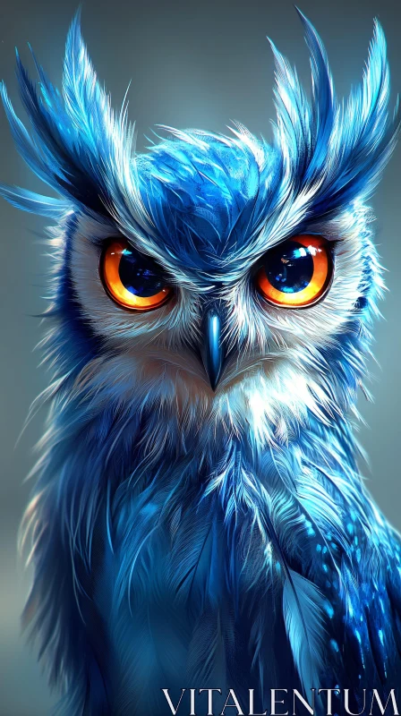 Enigmatic Blue Owl Art AI Image