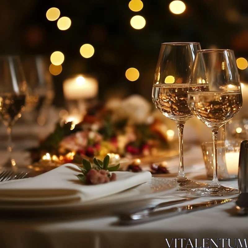 Festive Table Arrangement with Soft Lighting AI Image