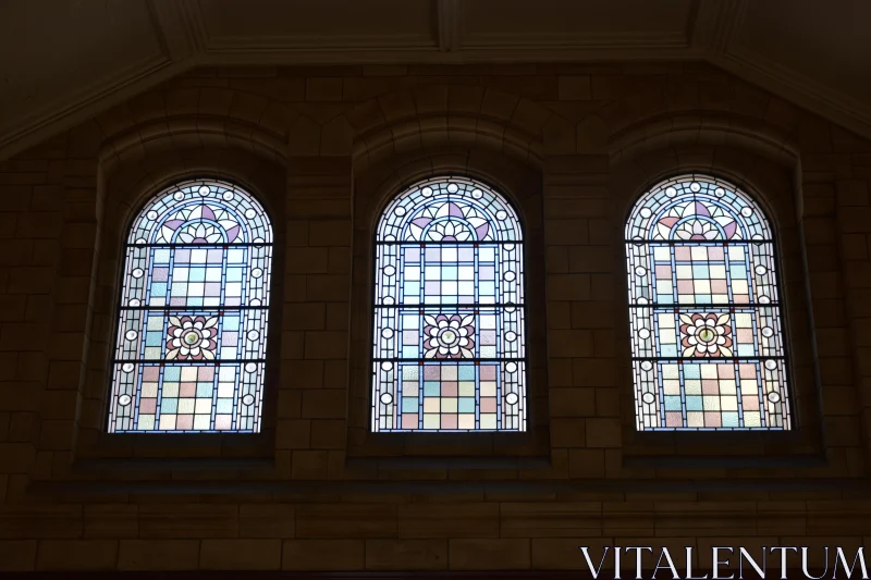 Stained Glass in Stone Architecture Free Stock Photo