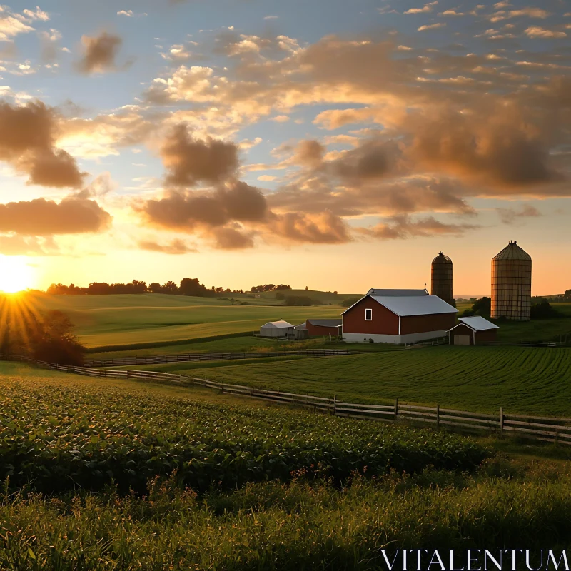 AI ART Golden Hour on the Farm