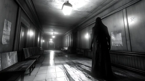 Ghostly Apparition in Monochrome Hall