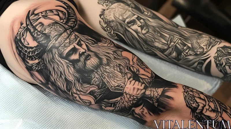 Viking Tattoo Art on Arm AI Image