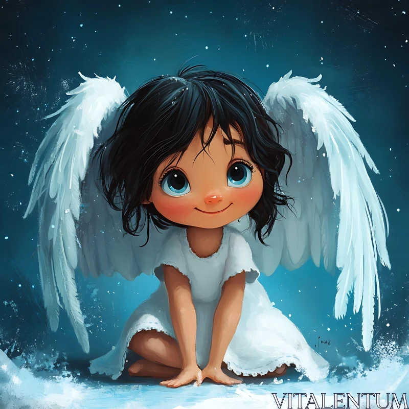 Serene Angelic Figure with Wings AI Image