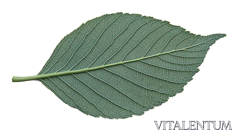 Close-Up Image of a Green Leaf Showing Detailed Vein Patterns AI Image