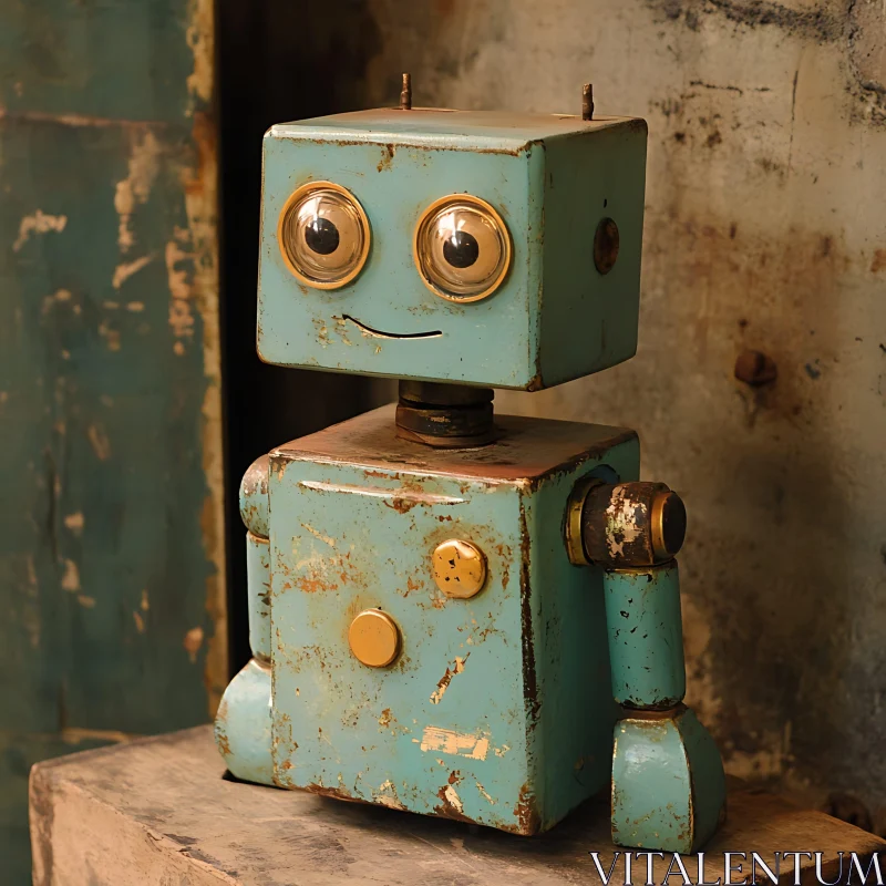 Antique Turquoise Robot Toy AI Image