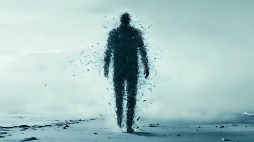 Dissolving Silhouette in Frozen Landscape