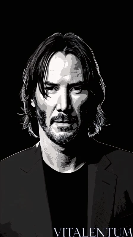 Keanu Reeves Monochrome Art AI Image