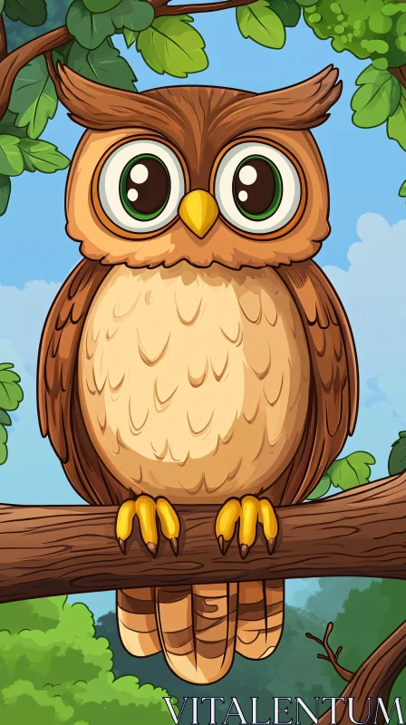 Whimsical Owl Illustration AI Image