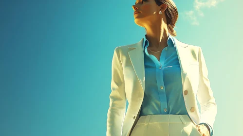 Confident Woman Under Blue Sky