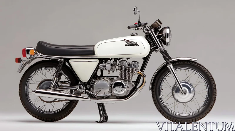 AI ART Vintage White Honda Motorcycle