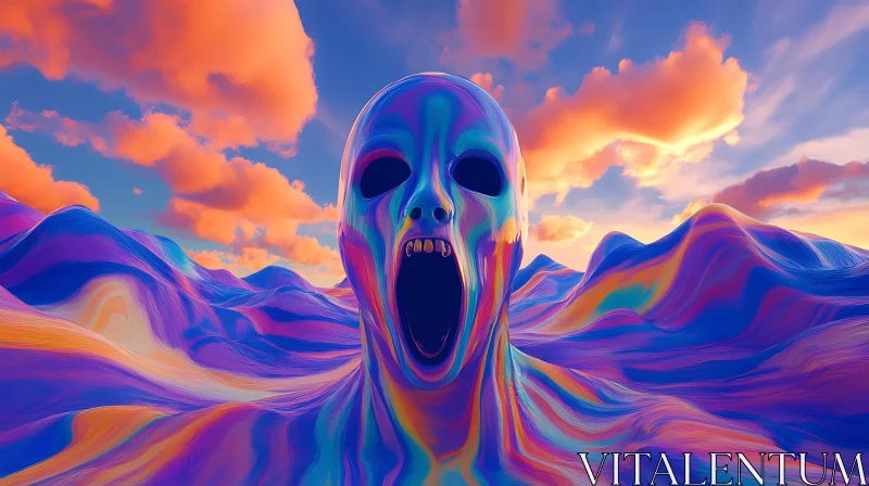 Abstract Scream in a Colorful Landscape AI Image