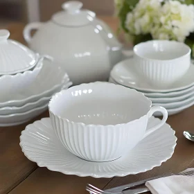 Serene White Tea Set Composition