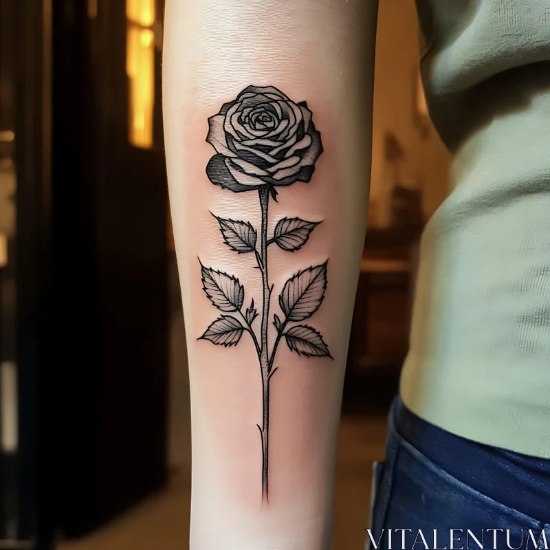 Elegant Floral Tattoo Design AI Image