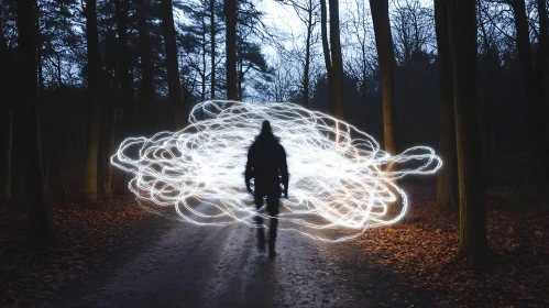 Mystic Figure in a Glowing Forest