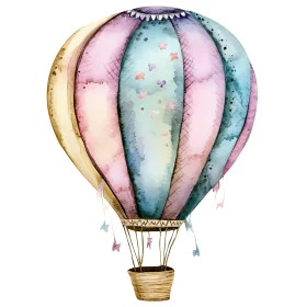 Whimsical Hot Air Balloon Art in Watercolor