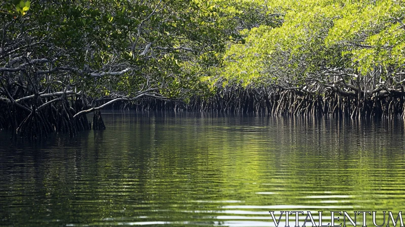 AI ART Serene Mangrove Waterway Landscape