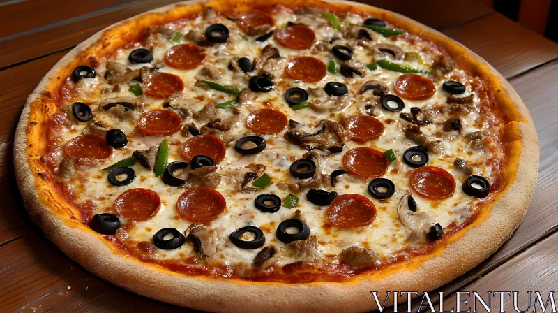 Pepperoni Pizza with Fresh Toppings AI Image