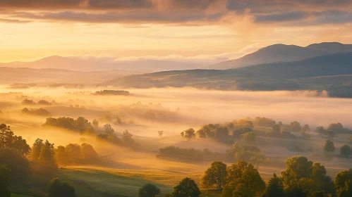 Foggy Morning Hills at Sunrise