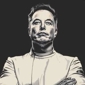 Confident Elon Musk Portrait in Monochrome